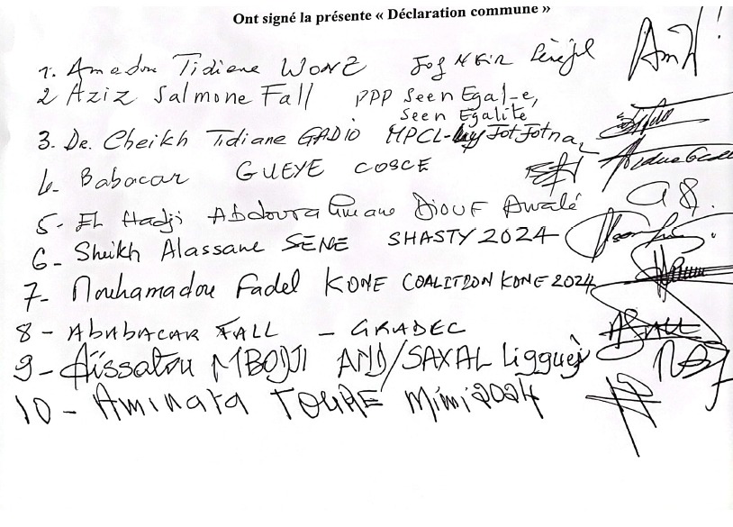 signature déclaration commune